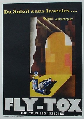 1948 FLY TOX DU SOLEIL INSECTES SANS HELIOCHROMIE SADAG AD FLY TOX DU SOLEIL AD
