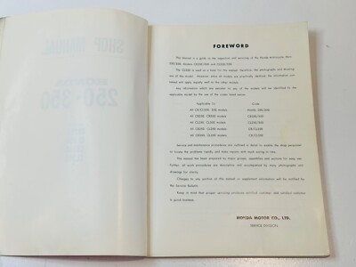 ホンダ　CB/CL250・CB/CL350　サービスマニュア　英語版 OEM Genuine Factory Honda Service Manual CB-250 CL-250 CB-350 CL