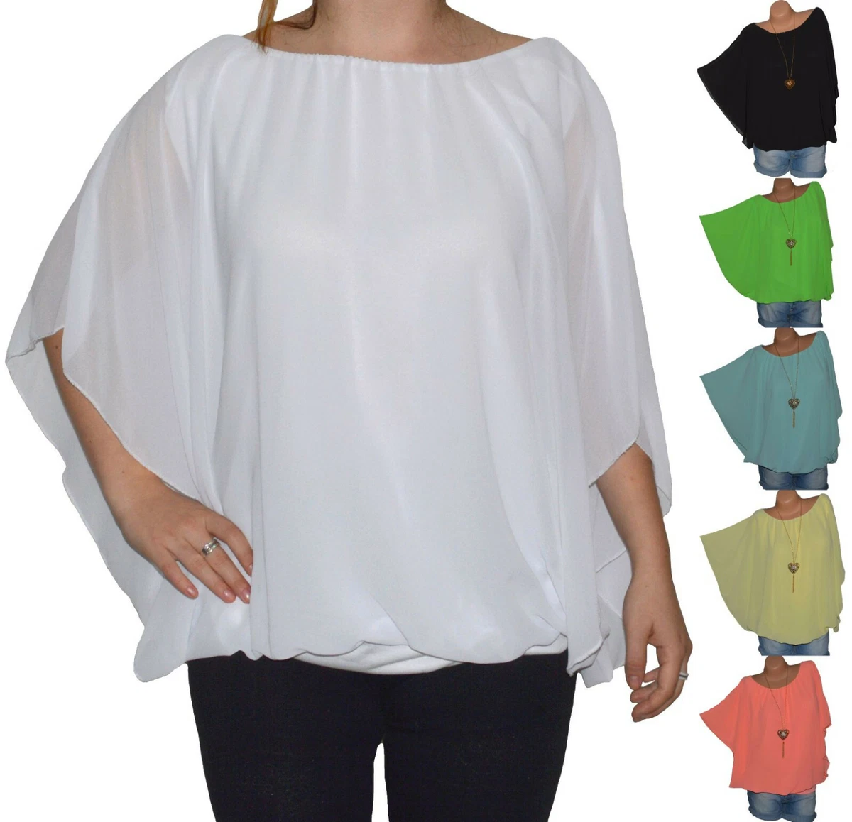 BLOUSE SHIRT CHIFFON LAY LOOK BAT BALLOON TOP (N°3) | eBay