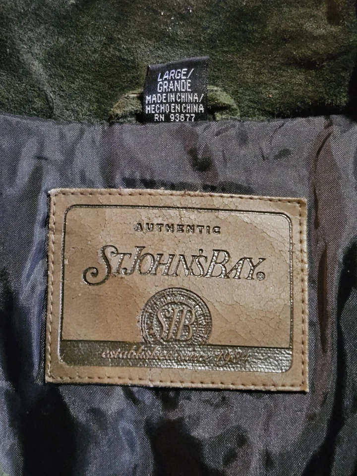Vintage St. John's Bay Suede Leather Jacket In Green Size Large - Image 4 of 4