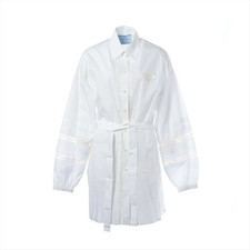 Prada 22 years Cotton Shirt dress 36 Ladies' White  P3H89R racing