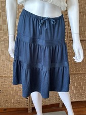 Uni Qlo Teal Blue 3 Layer A-Line Skirt Adjustable Tie Waist (60-66cm) Size 10-12