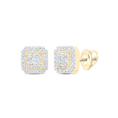 Natürlicher Diamant Baguette Achteck Ohrstecker 0,19 ct 10 kt Gelbgold