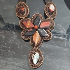 Handcrafted Statement Agate Stone Necklace Br...