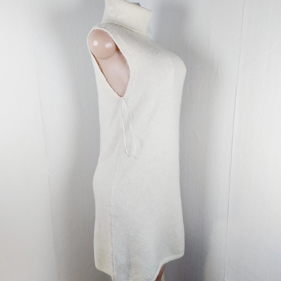 Mini vestido Zara feminino branco gola tartaruga sem mangas suéter tamanho grande - Imagem 4 de 4