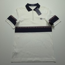 Fred Perry Mens Polo Shirt Small White Navy H...