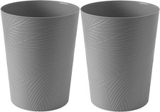 2 PCS 1.8 Gallon Small Trash Can Decorative Grey Leaf Pattern Wastebasket