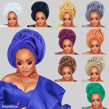 African Women Turban Hijab Head Wrap Headwear Headtie Auto Gele Hat Nigerian Cap