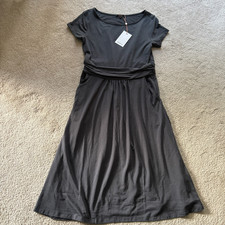 Quince NWT Med Gray Tencel Jersey Ruched Waist Midi Dress Short Sleeve
