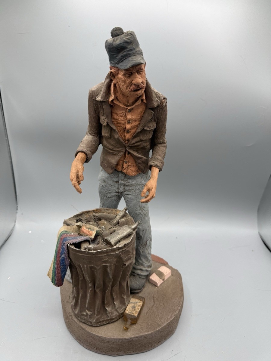 Michael Garman Street Scene Figurine Man Digging Trash Can Manitou