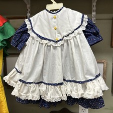 Vintage Toddler Handmade Dress 2 Piece Tulips Stars Lilac Lace Trim Prairie