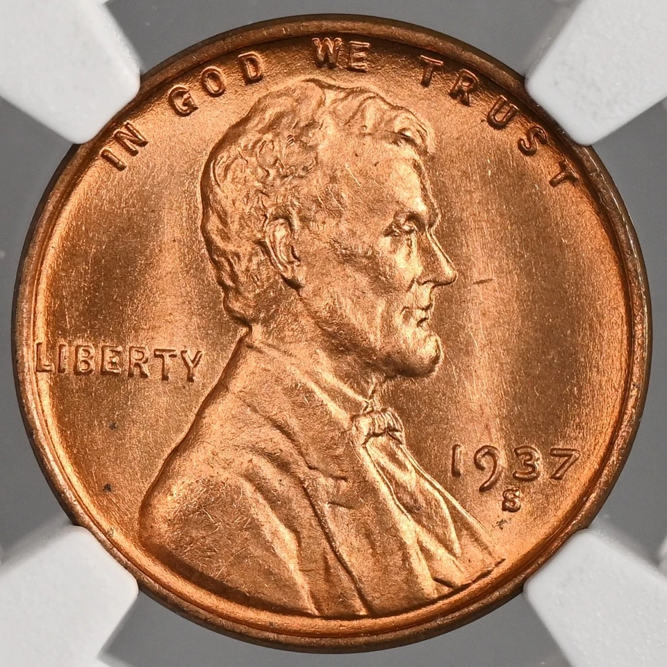 1937-S  1C LINCOLN WHEAT CENT "SAN FRANCISCO MINT" NGC MS65 RD (RED)#8340717-003 - Image 2 of 4