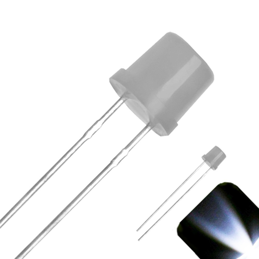 100 x 5mm Diffused Flat Top Frosted Milky Lens LED Cool Clear White Ultra Bright