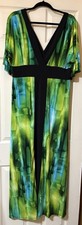 Fun Fash Maxi Dress Empire Waist Double V-Neck Boho Beach Cruise Resort Sz 18/20