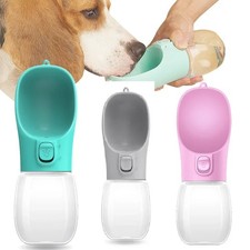 Portable Pet Cat Dog Water Bottle Dispenser Travel Feeder Tray Drink Cup