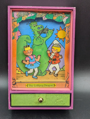 VTG Enesco Lollipop Dragon Musical Jewelry Box  Plays ''Puff the Magic Dragon''