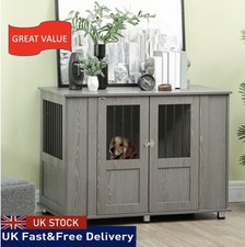 Image of Dog Crate Kennel Cage for Extra Large Dog, Indoor End Table, Grey