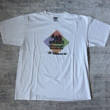 Vintage 90s Microsoft Windows 98 Promo Tshirt Size XL White Computer Tech