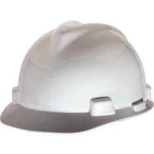 MSA V-Gard Hard Hats Front Brim Staz-On Pin-Lock Suspension White 463942 MSA