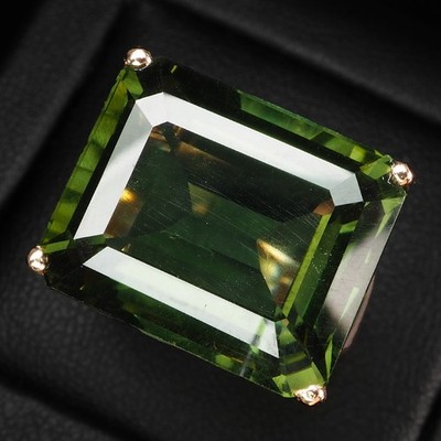 925 Sterling Silver Rose Gold Rings Entrancing Forest Green Tourmaline 24.75Ct