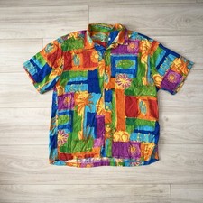 Vintage JAMS WORLD Rayon Button Up Shirt Men  s L VIBRANT FLORAL Trisha