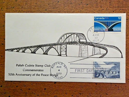 U.S. #1721 PEACE BRIDGE FDC DUAL CANCEL COMBO W/CANADA #737, WITH NICE CACHET