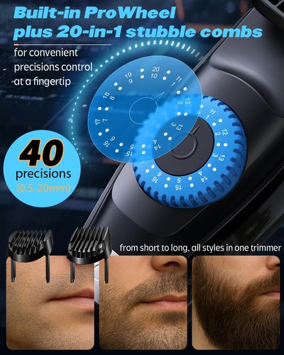 Recortadora de barba eléctrica 40 precisiones para hombre, aseo para hombre azul claro - Imagen 2 de 7