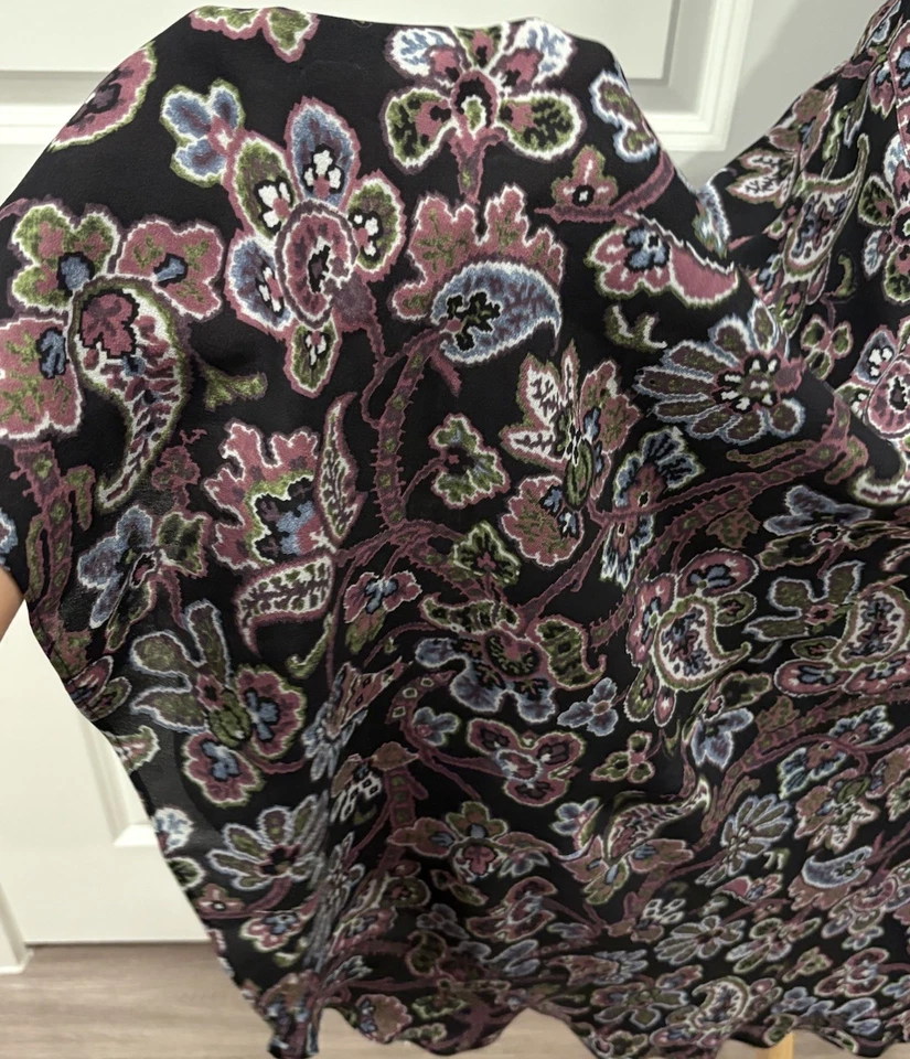 Falda midi vintage años 90 Jones New York seda para mujer 14 cachemira floral grunge boho Foto 2 de 4