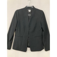 J.Crew Womens Blazer size 2 Black Collarless Preppy Career Professional