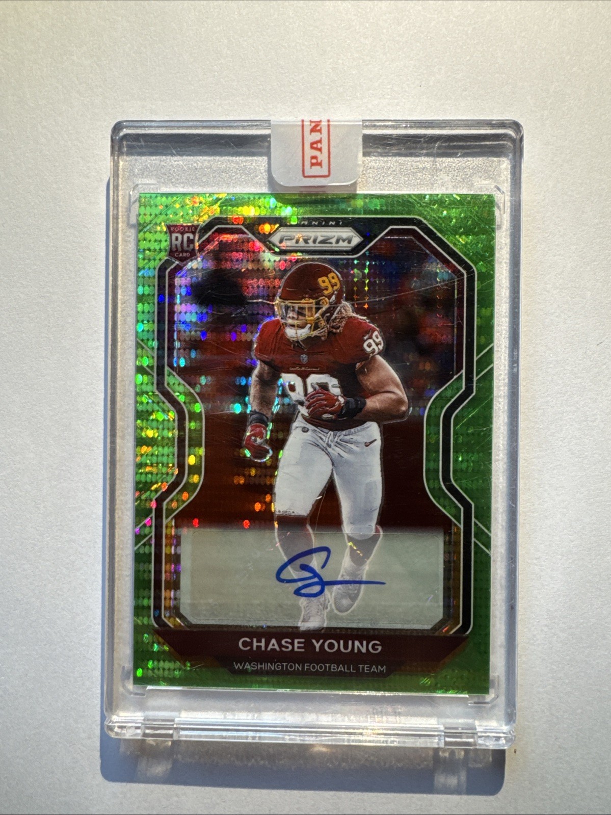 2020 Panini Prizm Rookie Chase Young #383 Neon Green Pulsar Prizm (RC)
