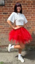 Red TUTU Skirt Pixie Fancy Dress Fairy Angel Halloween Skirt Petticoat Dance