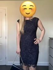 Ralph Lauren Women’s Dress Size 4 Fits 12 UK Navy Blue Lace Formal Evening Party