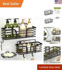 Shower Caddy, Adhesive Shower Organizer with Soap Dish and 4 Hooks, Rustproof...