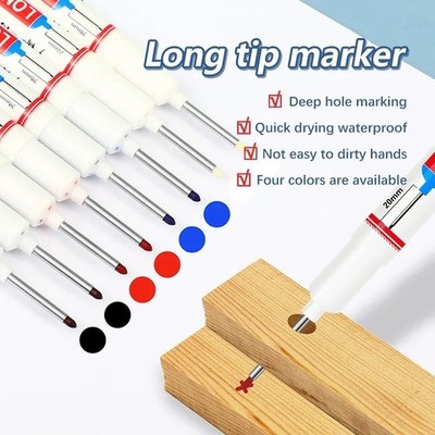 4 Stück Tieflochmarker Stifte Lange Feder Wasserdicht Metall Holz Markierungsstift UK