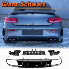 Passt Für Mercedes Benz C205 C63 AMG 2015-21 Glanz Schwarz Heckdiffusor Diffusor
