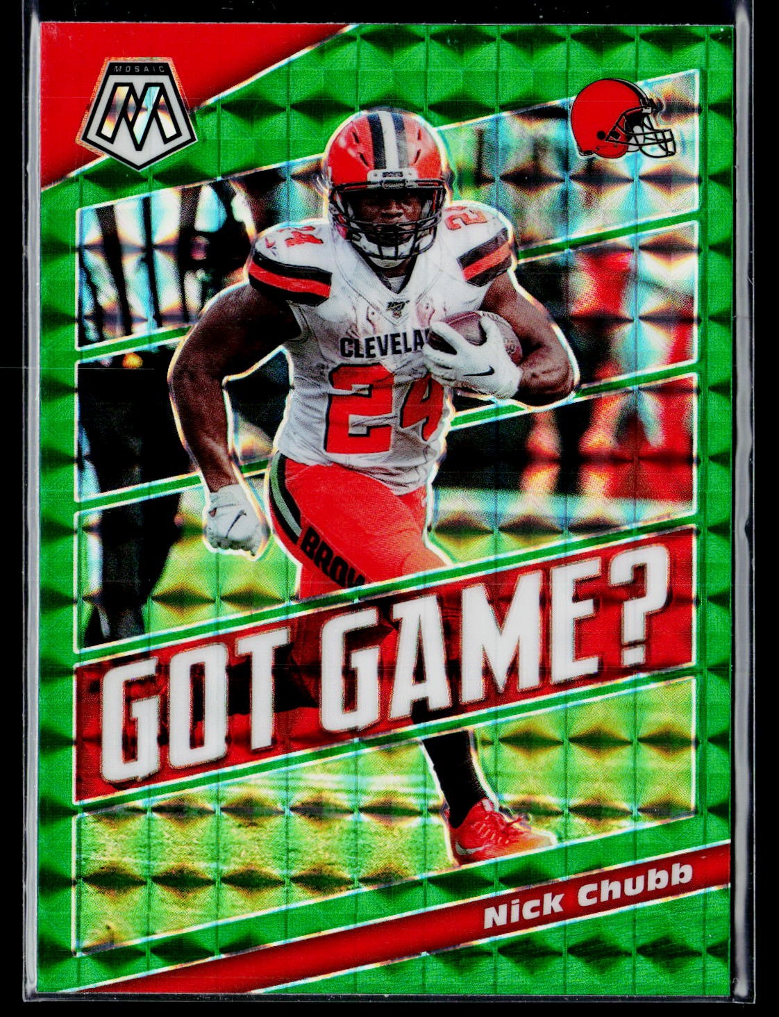 Nick Chubb - 2020 Panini Mosaic Got Game? Prizm Green #GG22 - Cleveland Browns