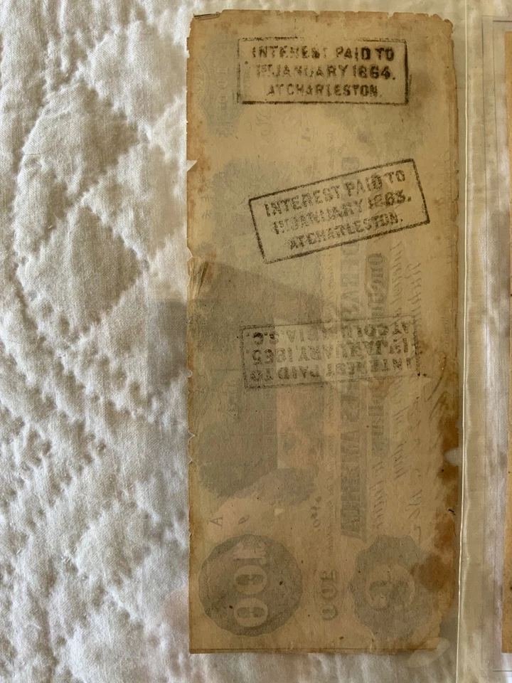 Confederate Currency Lot of 3— (2) T-40 $100, (1) 1864 $10 Blue back - Image 4 of 4