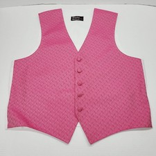 Mens Hot Pink Wavy Pattern Tuxedo Vest Formal Wedding Prom Brandon Michael Sz M