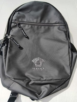 Versace Black Backpack Mens Zip Closure Inner Pockets Designer Medium Unisex