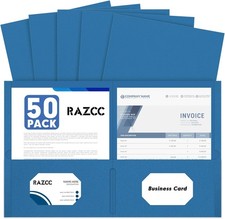 Two Pocket Folders, RAZCC 50 Pack 2 Pocket Folders Fit Letter Size Paper, Paper