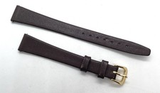 NEW Ladies Calf Leather Watch Band Smooth Brown 14mm Lug Gold Buckle Spring Bars