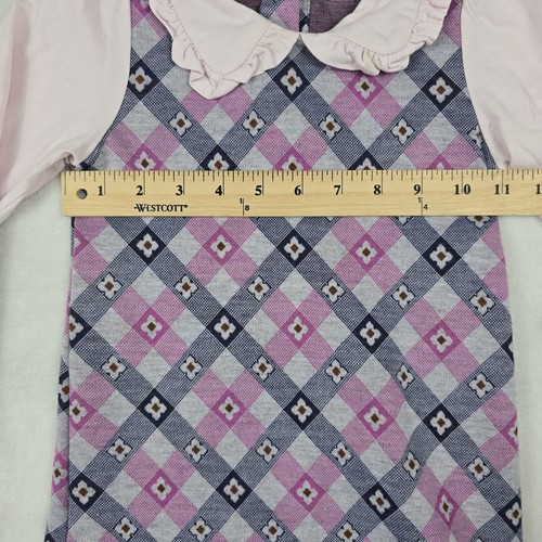 Rare Editions Girls Size 5 Argyle Print Jumper Dress Pink Purple - Picture 3 of 7