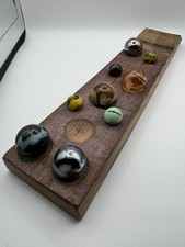 Vintage Marbles With Wooden Display