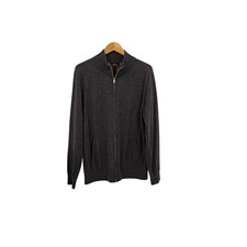 Quince Men Mongolian Cashmere Full Zip Sweater Charcoal Sleeved Top XL