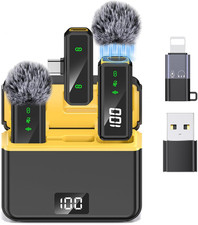 Mini Lavalier Microphone for iPhone/Android/PC, Lav Mic with 45H Battery, Noise