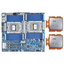 Gigabyte MZ73-LM0（Rev. 2.0) With 2x AMD EPYC Genoa 9654 QS CPU, 2x 4U SP5 Cooler