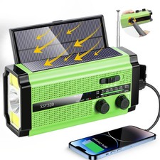 Dual Solar Panel Emergency Weather Radio with 5000mAh Power Bank, NOAA, AM/FM,