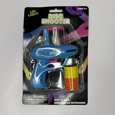 #ad Kids Foam Disc Gun Toy Flying Disc Shooter Blue Gun 16 Discs LED Light $14.99