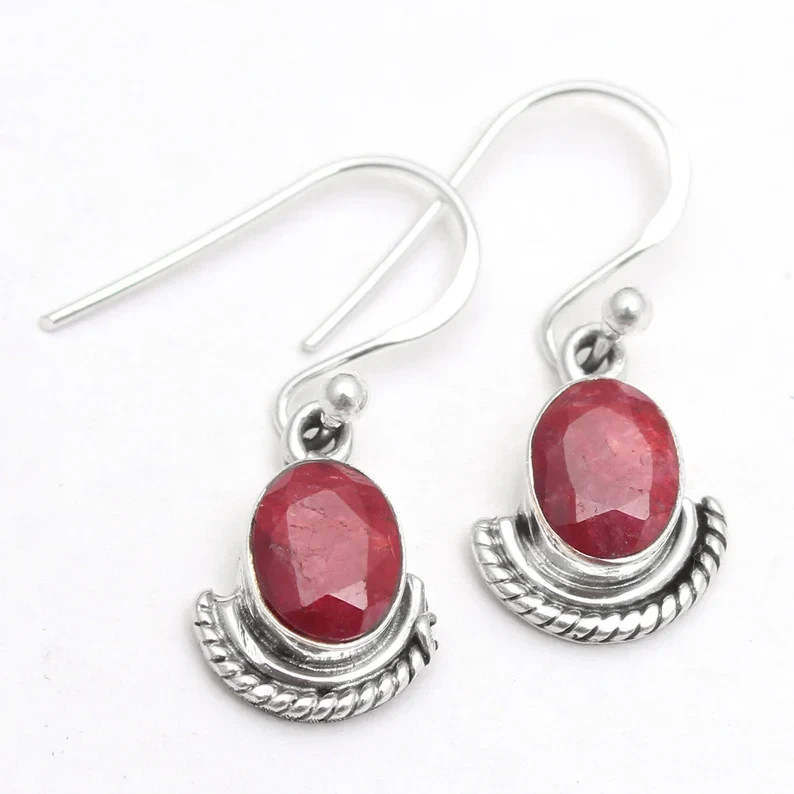 Kashmir Ruby Oval Shape Gemstone 925 Sterling Sil… - image 1