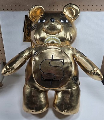 Sprayground Gold Rush Money bear Teddy Back Pack Limited Edition Bag Shiny